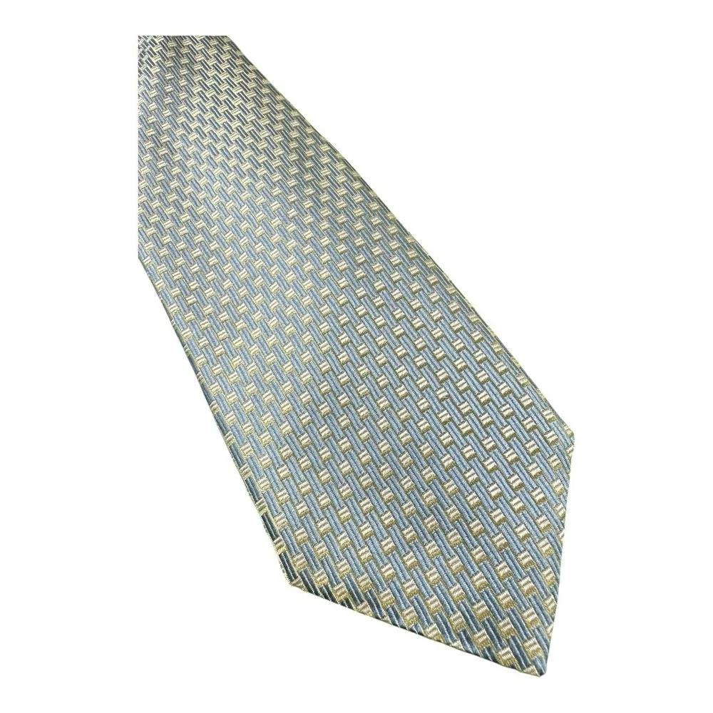 ETON Current Blue Gold Geometric AOP Pure Silk Tie 3.25 Inch Width‎ NWT